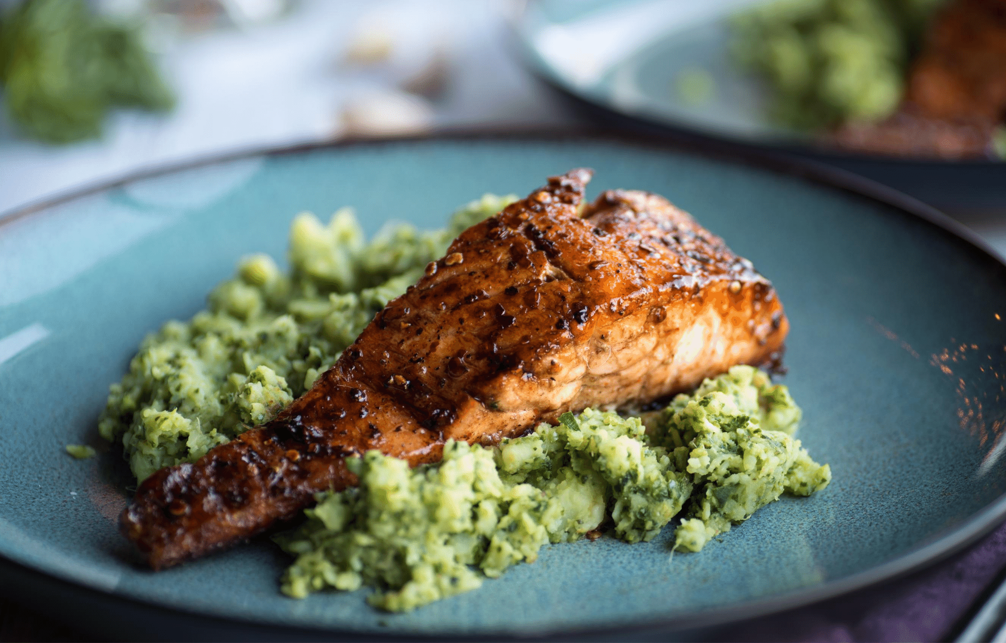 Salmon with Basil Pesto Mash