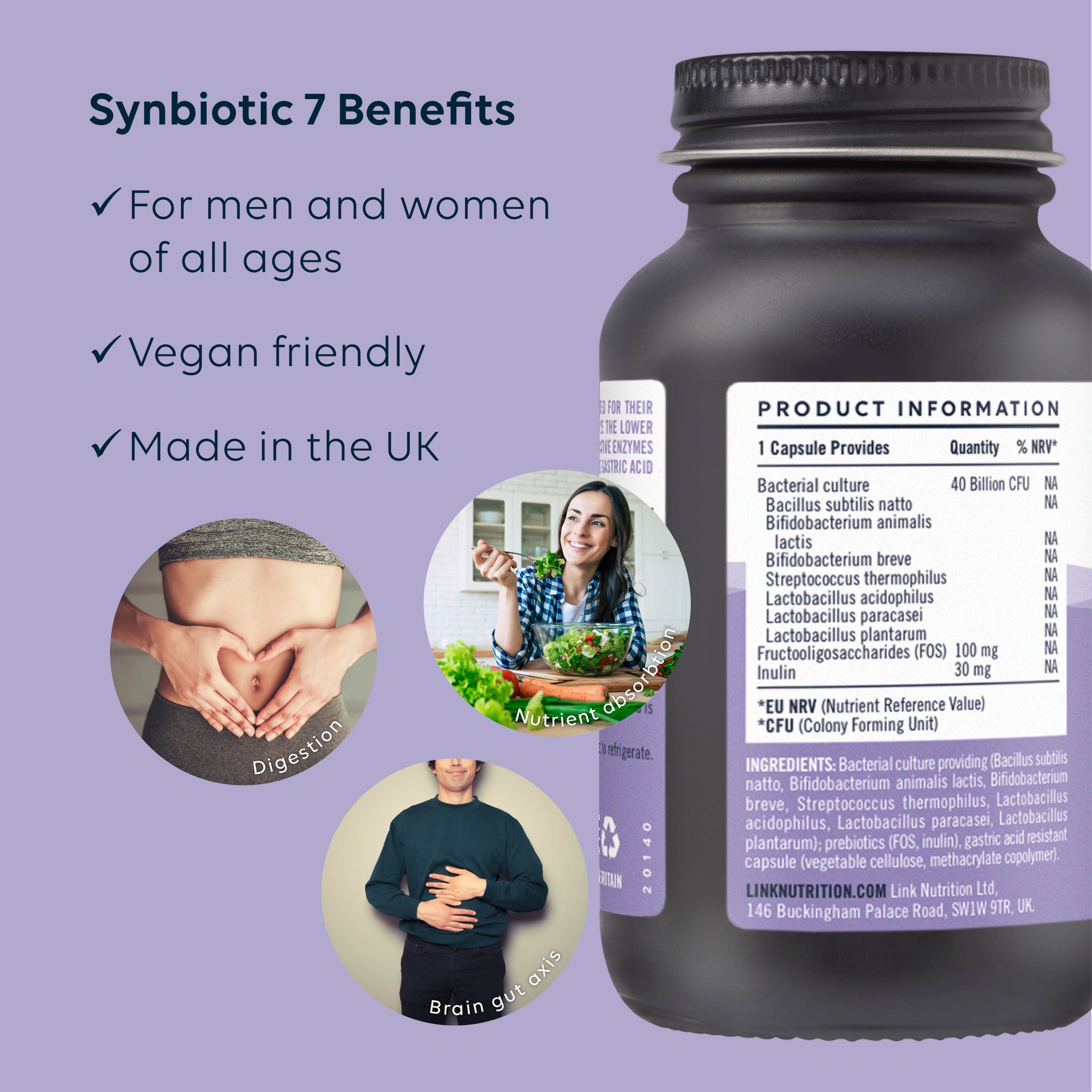 Synbiotic 7 with 40 Billion Live Probiotic Cultures – Link Nutrition